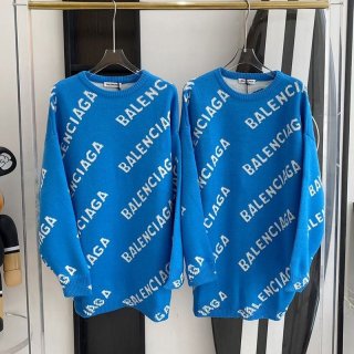 累積売上総額第１位！バレンシアガ 本物 Allover Logo セーター ニットウェア ブルー baw08185
