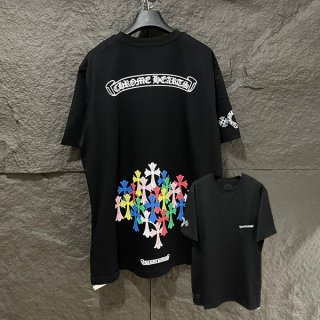 完売必至 クロムハーツ スクロール マルチカラー カラフル クロス Tシャツ 本物 Kuv70305