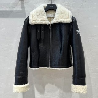 すぐ届くディオール ジャケット 本物 レザーとベージュラムスキン 358V63AL804_X9580