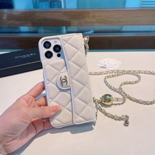 シャネルチェーン付き iphone13 本物/14Proケース shf52662