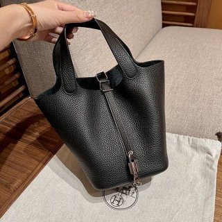 エルメス ハンドバッグ ピコタンロック 本物 MM シルバー金具 erj92546