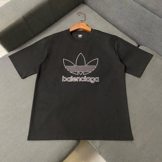 入手困難★BALENCIAGA×Adidas 本物★オーバーサイズ Tシャツ ブラック baa55722