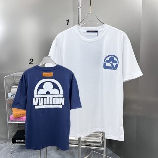 速達発送ルイヴィトン 本物 コットンショートスリーブ クルーネック Tシャツ 2色 vuk57916