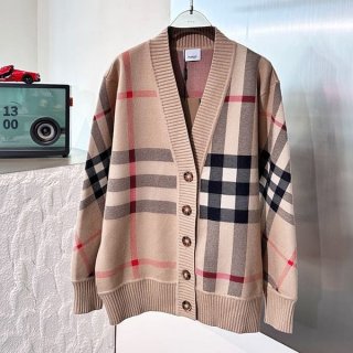 n級品 おすすめバーバリー 本物 チェック テクニカルウール ジャカードカーディガン Baa96367