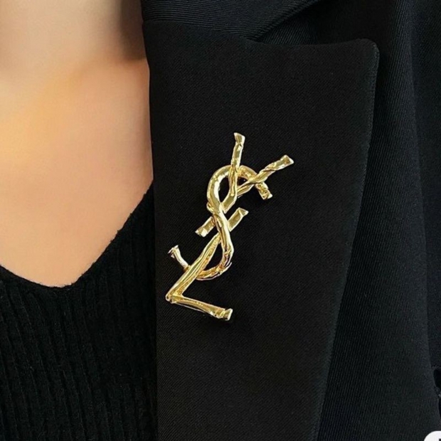 送料込【サンローラン】◆オピウム◆ YSL クロコダイル ブローチ 本物 Sau06594