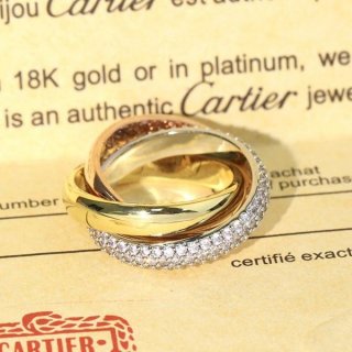★日本!!人気！カルティエ 18K リング ダイヤ トリニティリング 本物 kar27093