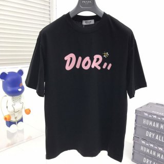 可愛いディオール ◆上質 シンプル ロゴ刺繍入り コットンジャージー Tシャツ 本物 dep77950