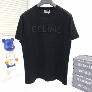 大人気！セリーヌ 本物 ルーズ Tシャツ コットン ブラック Cer62947