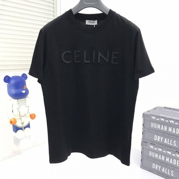 大人気！セリーヌ 本物 ルーズ Tシャツ コットン ブラック Cer62947