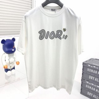 人気No1ディオール 本物◆上質 シンプル ロゴ刺繍入り コットンジャージー Tシャツ dem89334