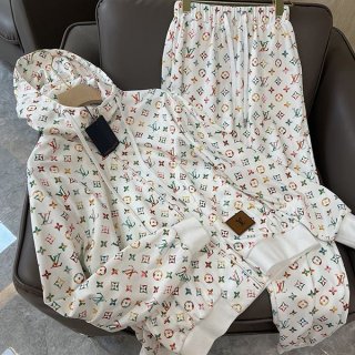 【セットアップで着たい☆】ルイヴィトン ヴィンテージフラワーモノグラムフーディ本物 上下セット 1AAMF5
