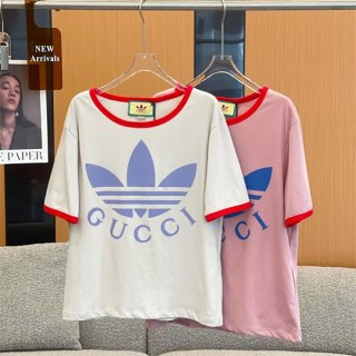 希少色【コラボ★】アディダス×グッチ 本物 コットン ジャージ Tシャツ 2色 702612XJEB15939