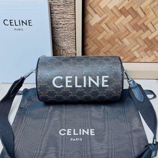 セリーヌ ロゴプリント シリンダーバッグ 本物 Cet43910