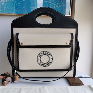 人気急上昇バーバリー ショルダーバッグ 本物 ミニ ツートン キャンバス＆レザー ポケットバッグ Baz55041
