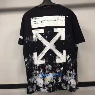 可愛いOFF WHITE Tシャツ 本物 スプレー カラバッジョ スリムフィット ofj81650