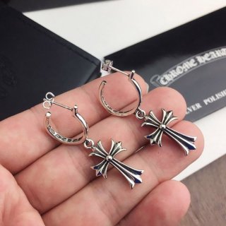 ☆超人気☆ クロムハーツ ピアス 本物 CROSS HOOP クロス フープ イヤリング Kud76446