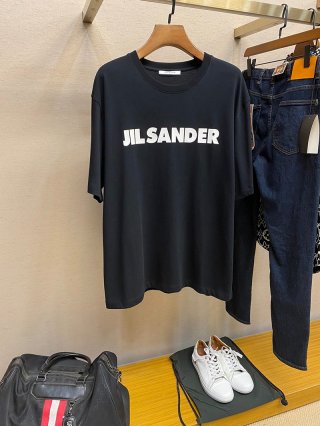 一目惚れジルサンダー Tシャツ 本物 ロゴ プリント コットン 送関込み 2色 Jip45665