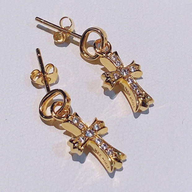 【限定カラー】クロムハーツ ピアス 本物 インボイス BABYFAT 22k ダイア ゴールド Kux60897