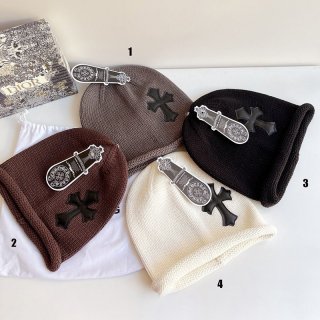 大人気！クロムハーツ ニットキャップ 本物 ニット帽 ビーニー 本物 Kuv27472