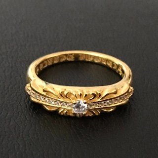 《大人気》クロムハーツ フローラル 22kGold ダイアモンド ゴールド リング 本物 Kui61904