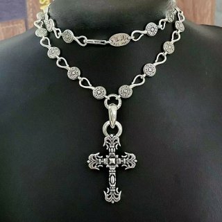★日本!!人気！クロムハーツ ネックレス 本物 フィリグリー クロス ボールチェーン Kut92553