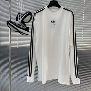 大人気!バレンシアガ×アディダス 本物 ロゴ オーバーサイズロンT bae21214