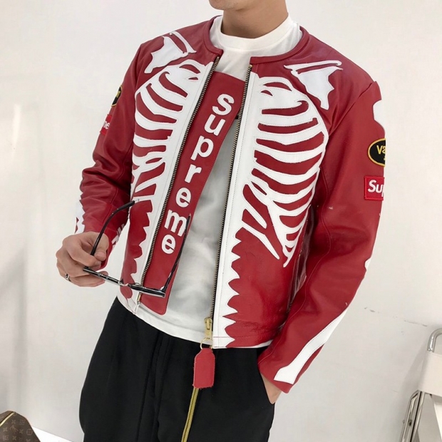 21AW新作シュプリーム 本物 革のジャケット Vanson Leather Bones Jacket She85383