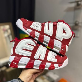 ☆超人気☆エアモアアップテンポ 本物 シュプリーム×ナイキ モア アップ テンポ ホワイト/レッド 902290-600
