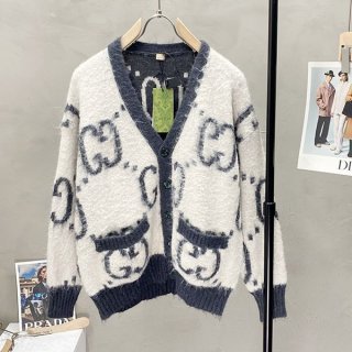 グッチ リバーシブル GG モヘアブレンドカーディガン 本物 グレー 635160