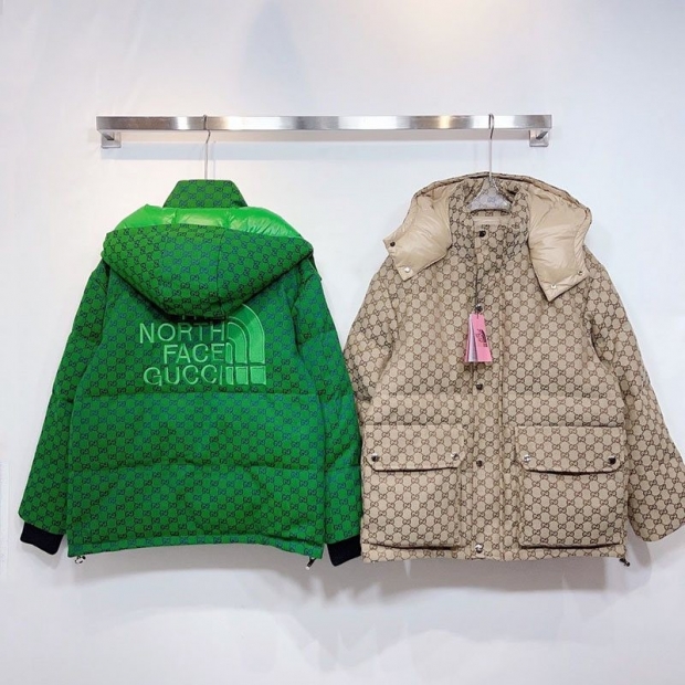 追跡付き発送 暖かい服装 グッチ×ノースフェイス 本物 ダウン ジャケット Noi99606