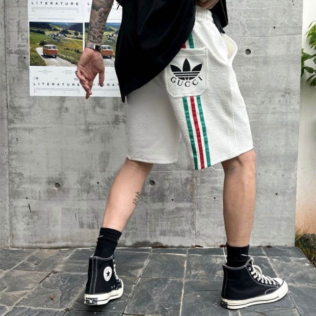 超希少！コラボ★ adidas x グッチ 本物 elastic ヴィスコース ショートパンツ 700480XKCIF9791