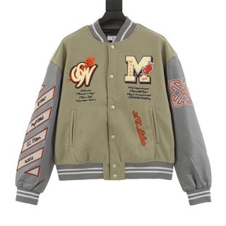 ☆超人気☆オフホワイト 本物 メンズ グレー X Ac Milan ボンバージャケット oft02219
