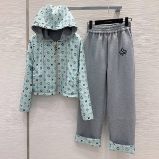 送料無料ルイヴィトン グラデーション パーカー 本物 ジャケット 上下セット vuy26887