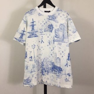 絶対欲しい！【爽やかに決まる】ルイヴィトン★Printed Cotton Tシャツ 本物 1AGJYZ