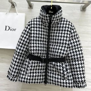 ディオール 千鳥格子柄 ベルト付きダウンジャケット 本物 dej58396