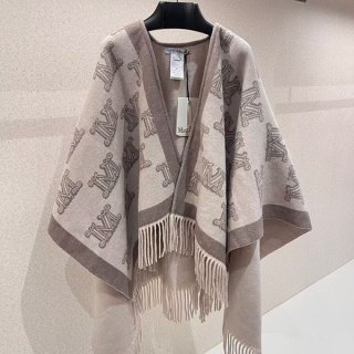 高品質 マックスマーラ モノグラム Vネック ケープ 本物 ウールポンチョ mal96207