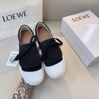 定番人気 ロエベ アナグラム ロゴ 本物 刺繍 フラップ キャンバス ロートップ lov32780