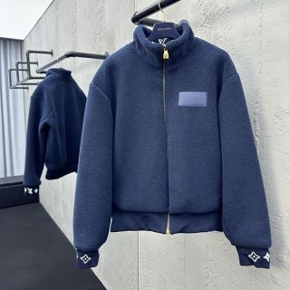 【ネイビー】ルイヴィトン レザーパッチフリースブルゾン 本物 1AGLXN