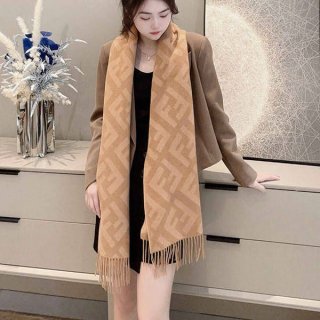 【使い勝手抜群】フェンディ FFモチーフ カシミヤ 本物 ロングマフラー fej01448