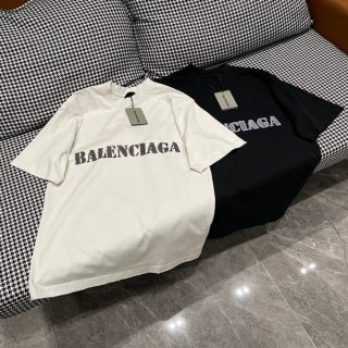 可愛いバレンシアガ STENCIL TYPE Tシャツ ロゴ 半袖 コットン パチモン 3色 bae16168