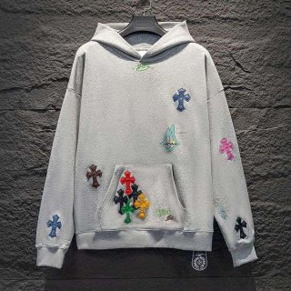 超希少★レア！【クロムハーツ】マルチカラー クロス パーカー 本物 Kus22821