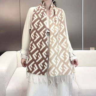 フェンディ 本物★ウール＆カシミア グラデーション FF ロングマフラー FXT621AQ