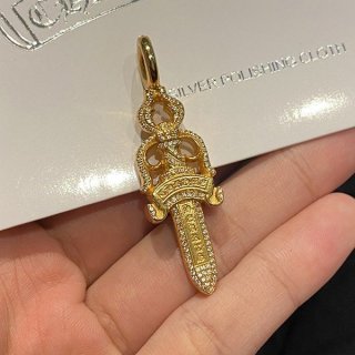 クロムハーツ ダブルダガー 22k 本物ペンダントトップ パヴェダイヤ ダイヤモンド Kus75883