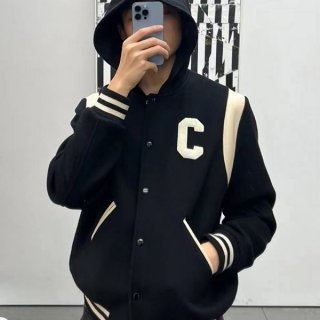 セリーヌ フード付き テディジャケット 本物 ブルゾン ロゴ Ceg97050