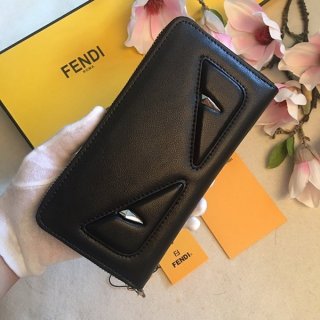 フェンディ バッグ バグズ 本物 ブラックレザー 長財布 fee30631