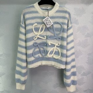 【新作2024AW】ロエベ_レディース 本物 ストライプ アナグラム セーター lou71335
