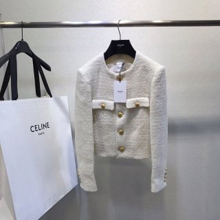日本未入荷 21SS 新作 セリーヌ ハンタージャケット本物 ツイード ボタン Cec74247
