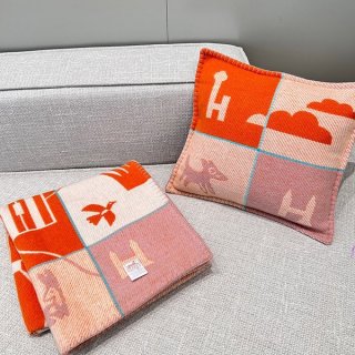 エルメス 本物 カシミアウールクッション&ブランケット erj13526