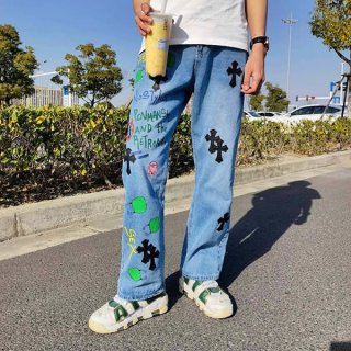 クロムハーツ 本物 セメタリークロス デニム パンツ Kuc25733