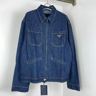 ★追跡付き発送で安心プラダ 本物 ロゴプレート デニムジャケット ブルー put40168